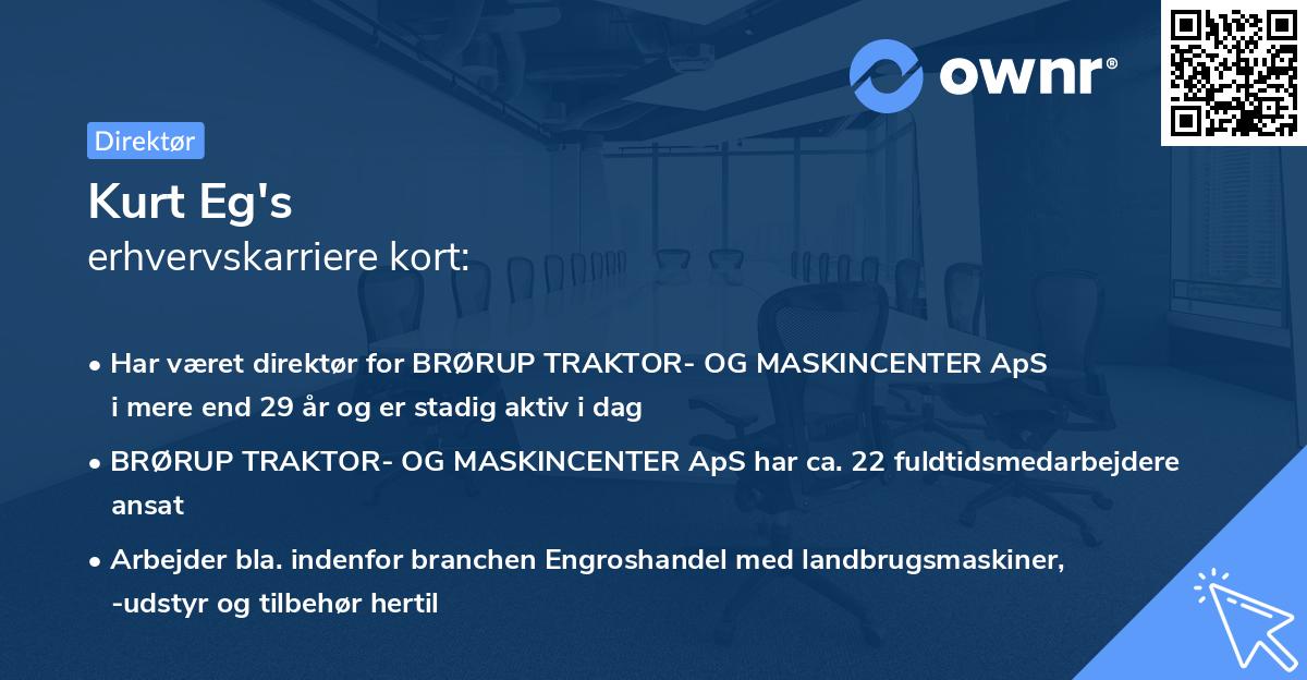 Kurt Eg's erhvervskarriere kort