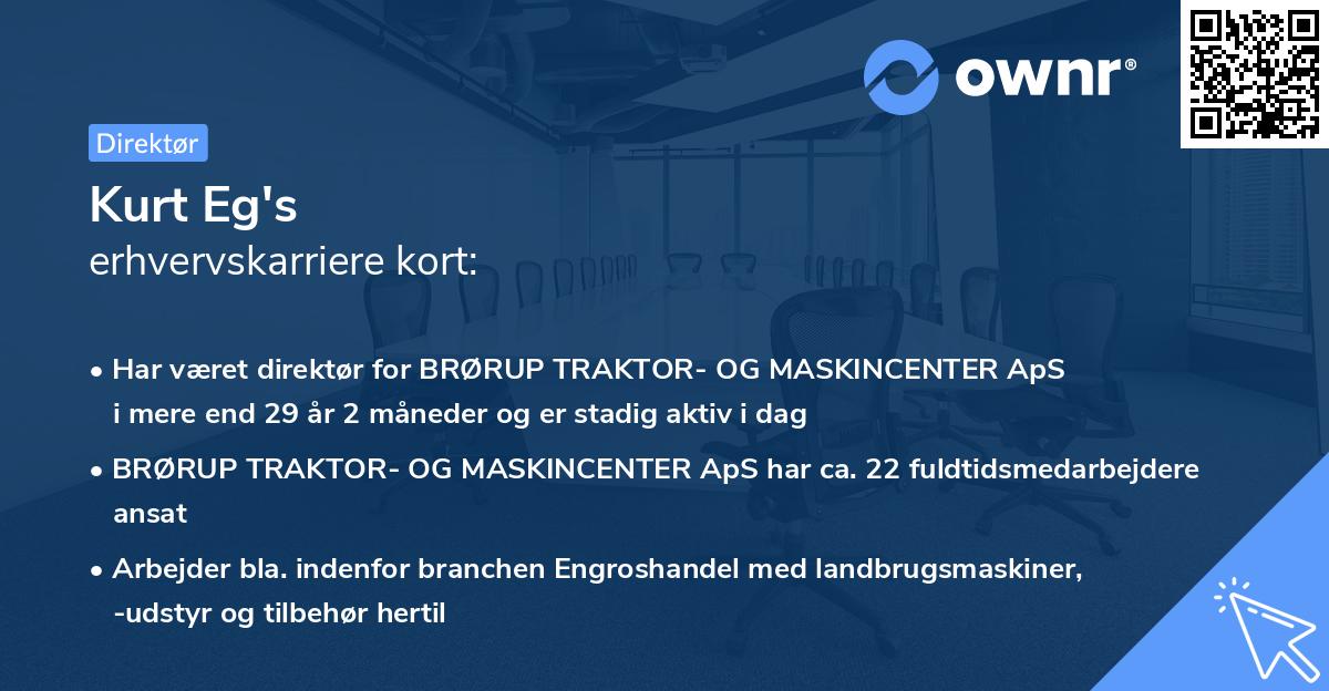 Kurt Eg's erhvervskarriere kort