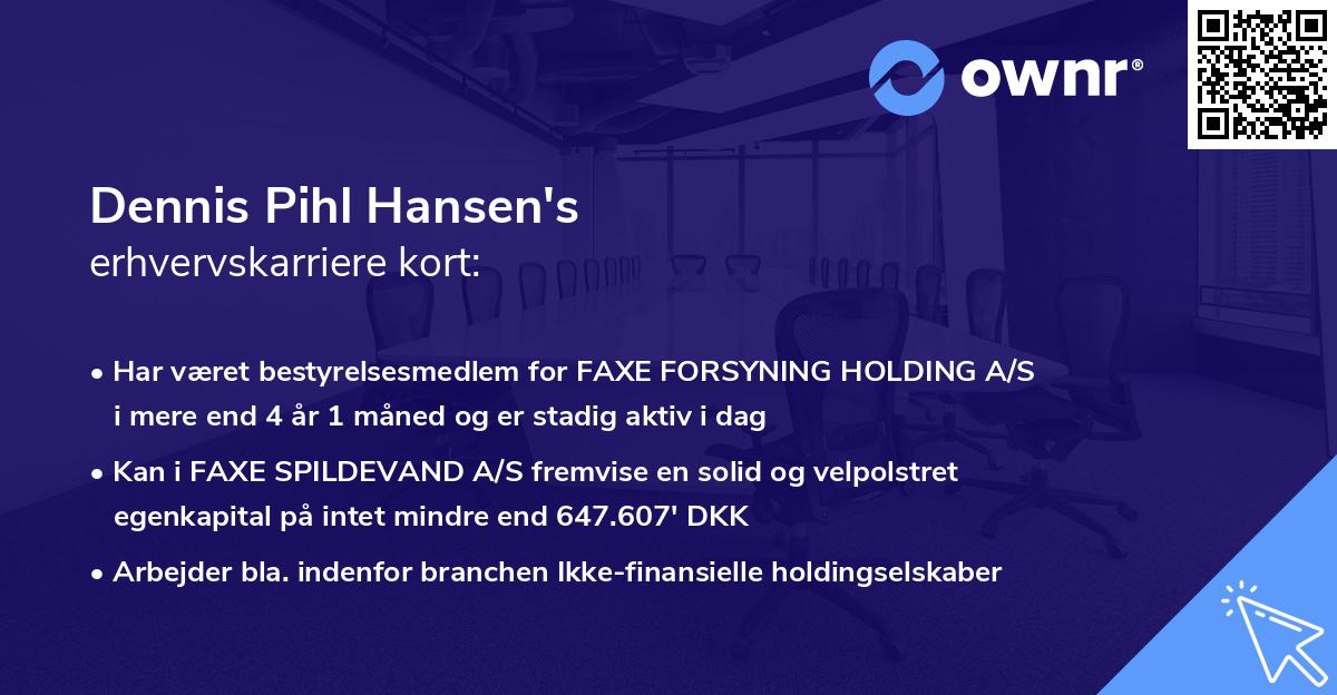 Dennis Pihl Hansen's erhvervskarriere kort