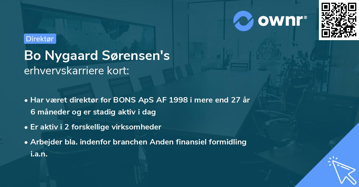 Bo Nygaard Sørensen's erhvervskarriere kort