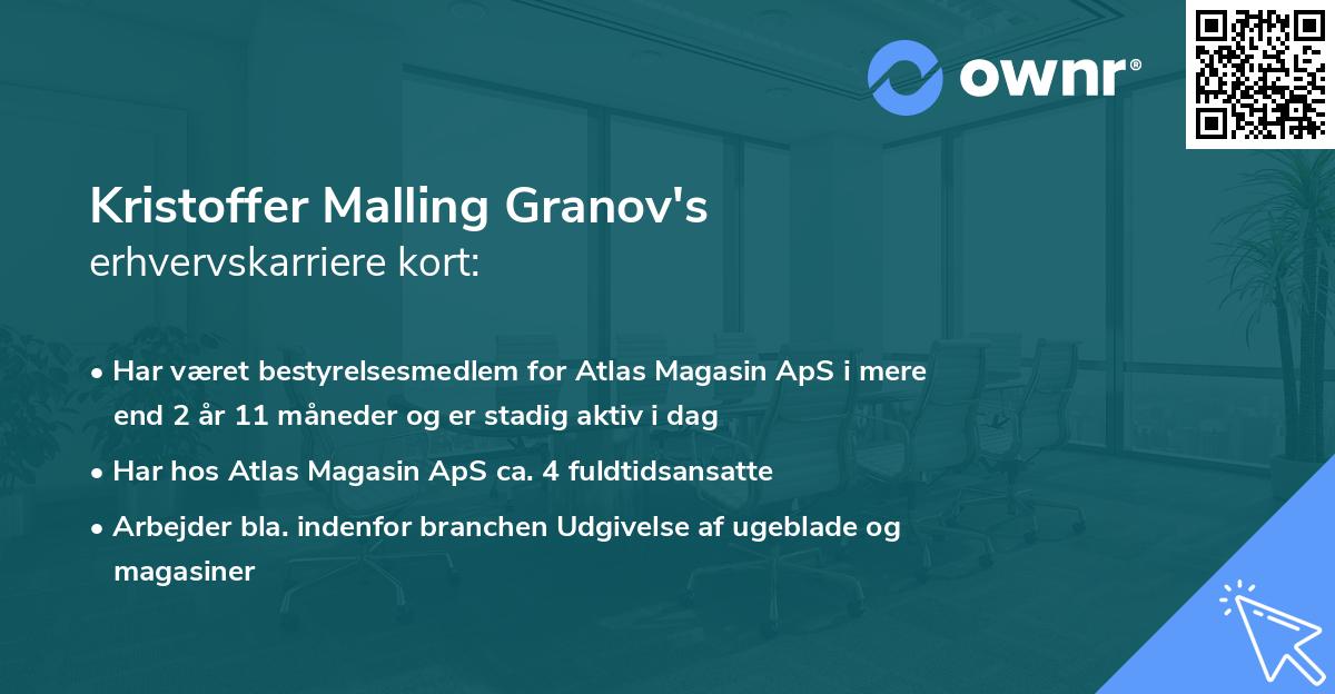 Kristoffer Malling Granov's erhvervskarriere kort