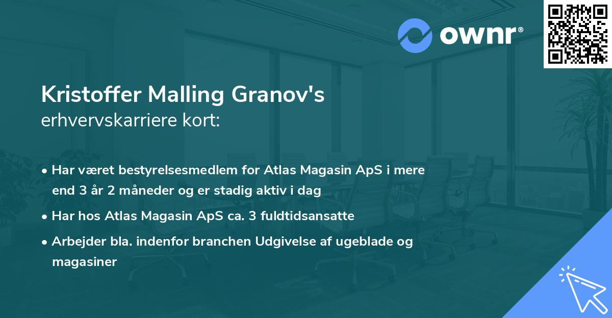 Kristoffer Malling Granov's erhvervskarriere kort