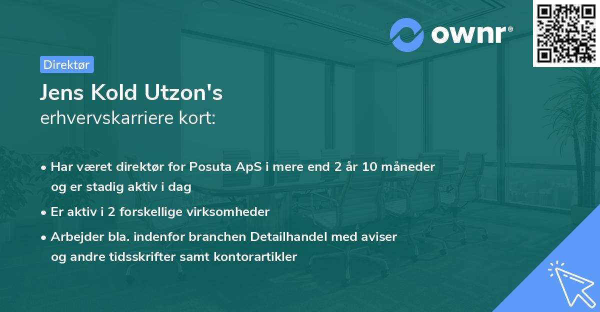 Jens Kold Utzon's erhvervskarriere kort