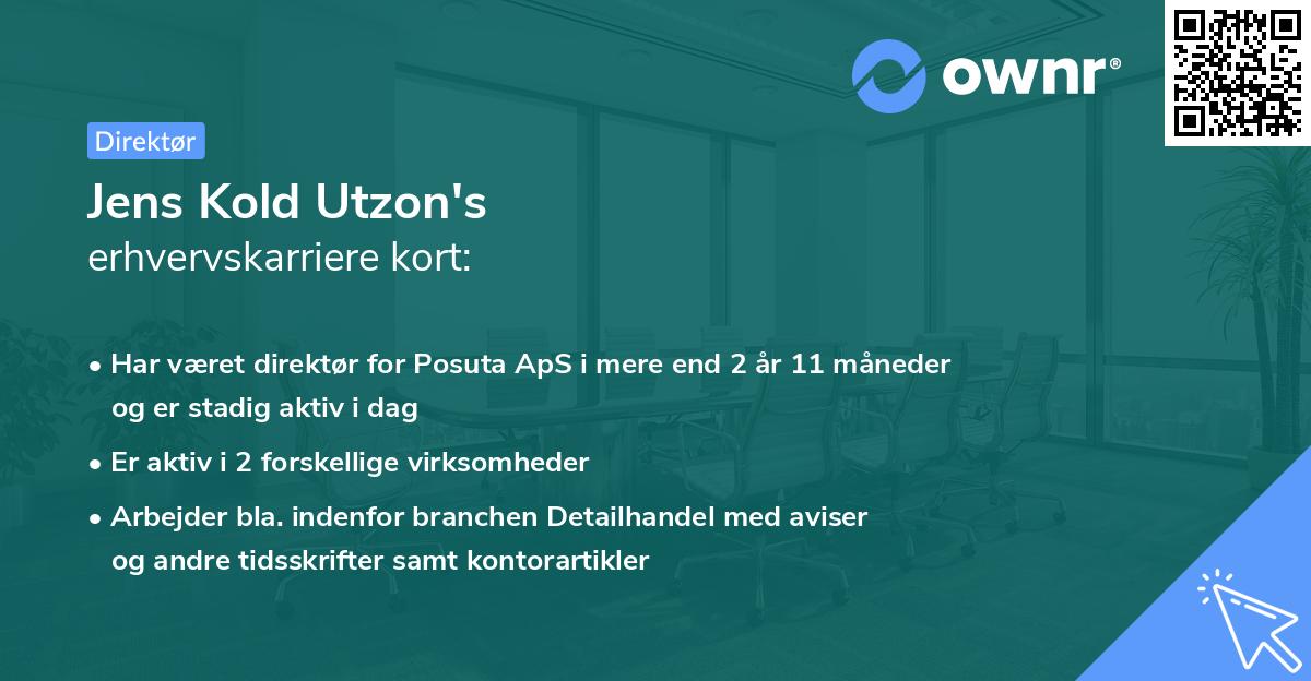 Jens Kold Utzon's erhvervskarriere kort