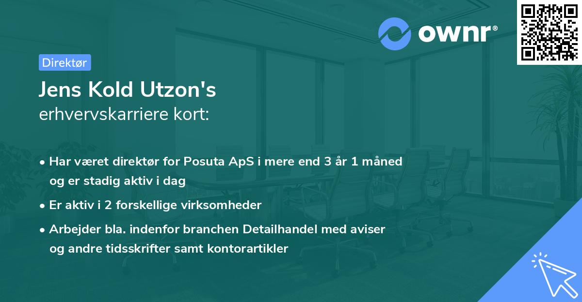 Jens Kold Utzon's erhvervskarriere kort