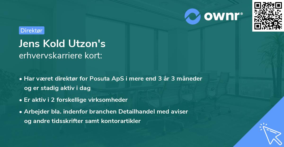 Jens Kold Utzon's erhvervskarriere kort
