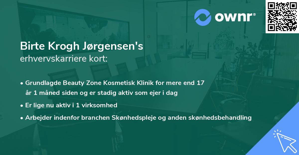 Birte Krogh Jørgensen's erhvervskarriere kort