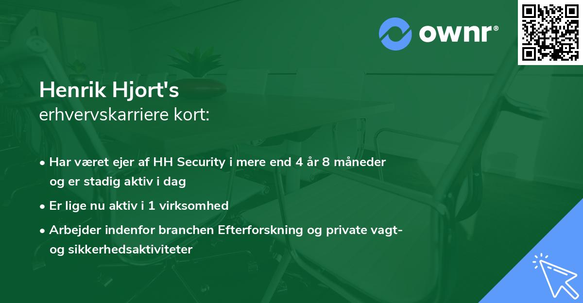 Henrik Hjort's erhvervskarriere kort