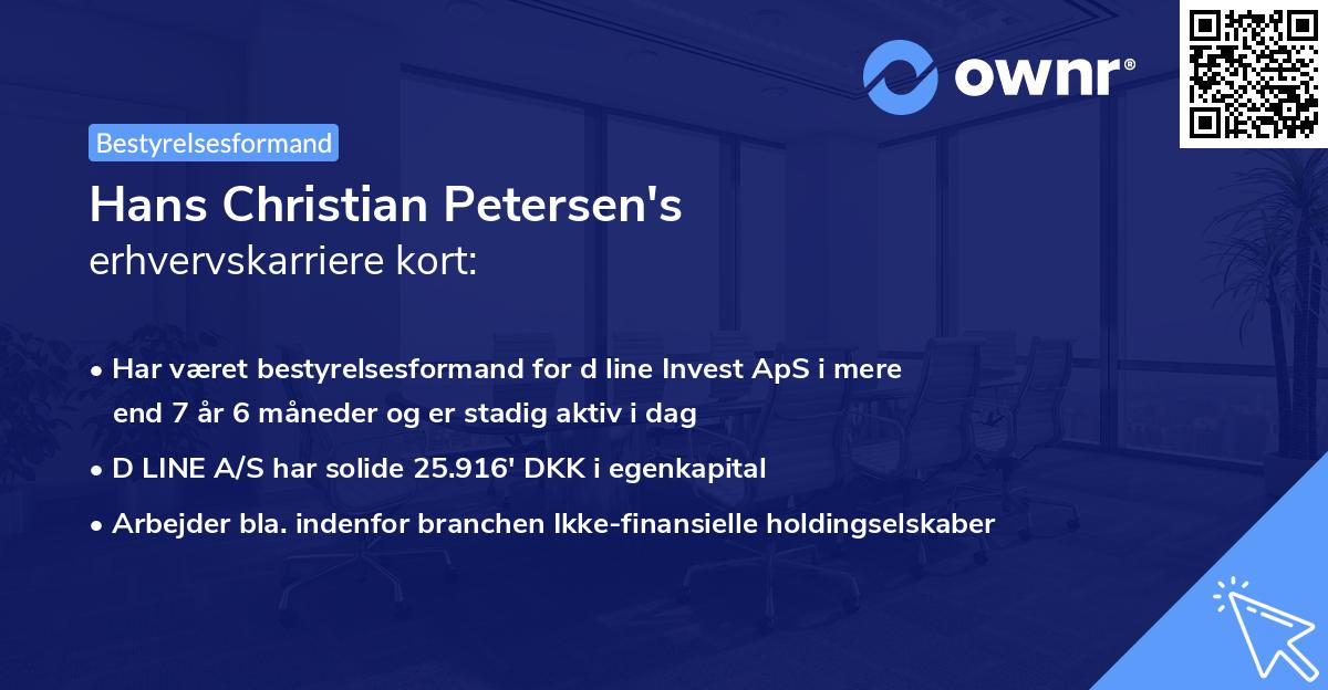 Hans Christian Petersen's erhvervskarriere kort