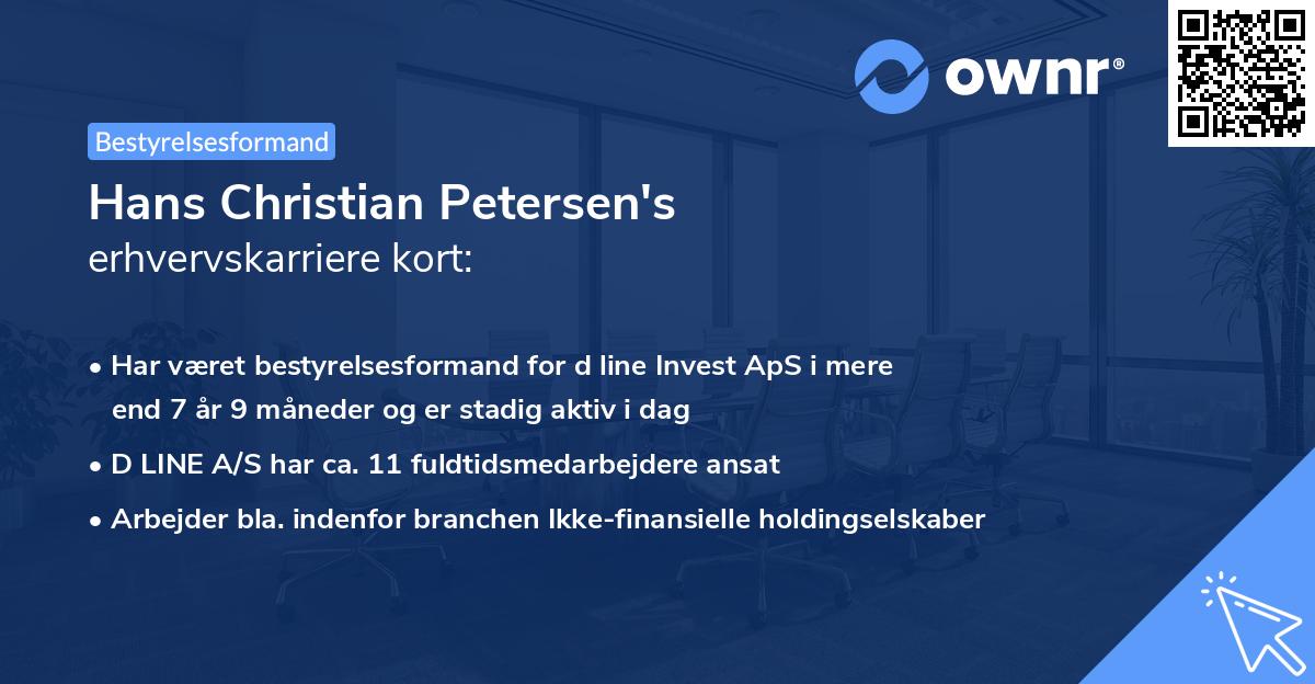 Hans Christian Petersen's erhvervskarriere kort