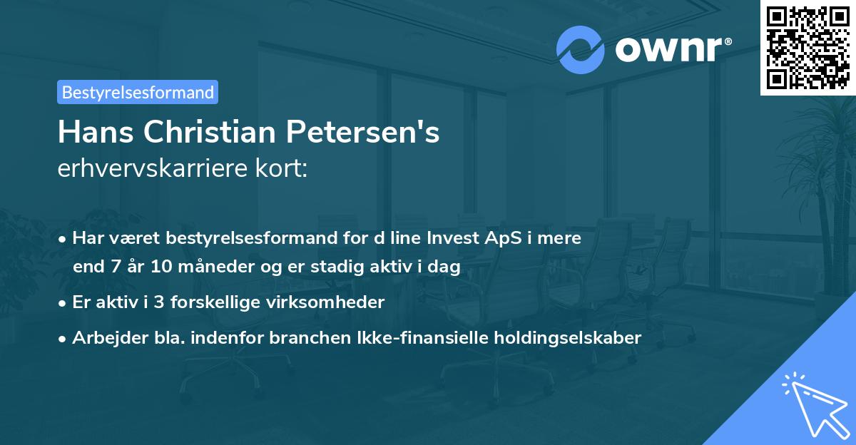 Hans Christian Petersen's erhvervskarriere kort