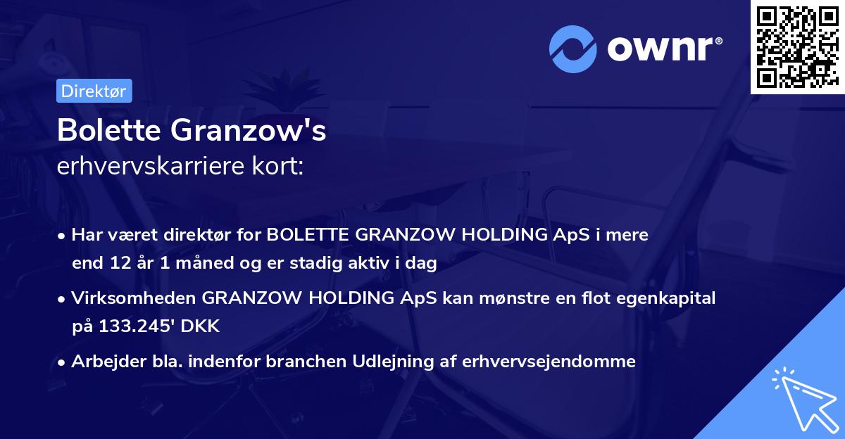 Bolette Granzow's erhvervskarriere kort