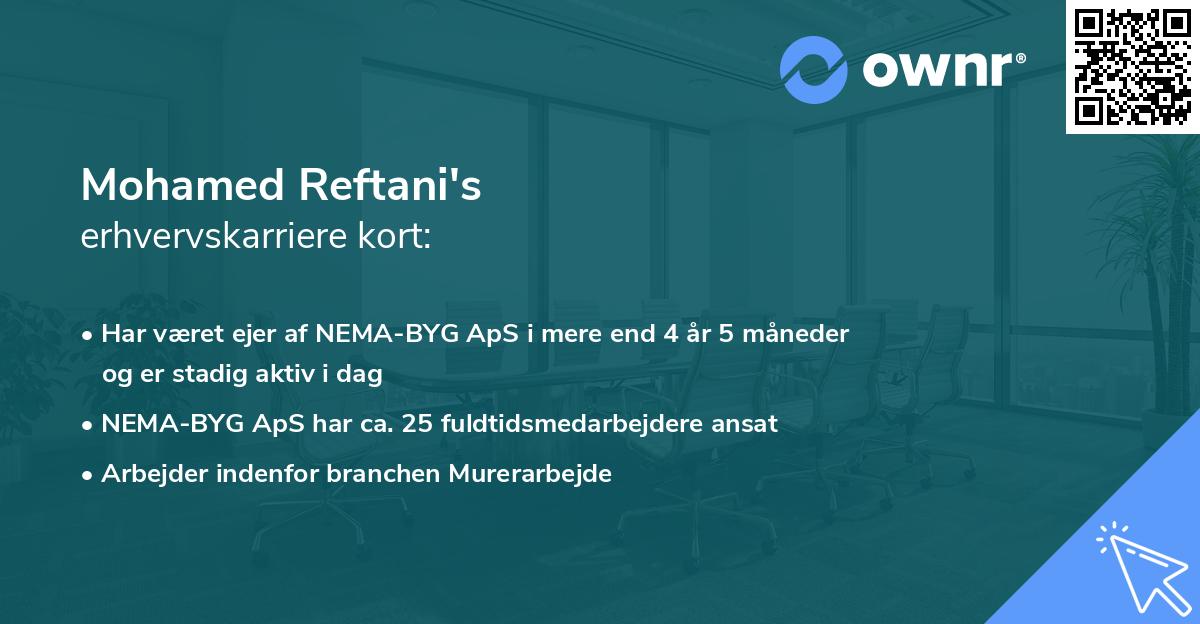 Mohamed Reftani's erhvervskarriere kort