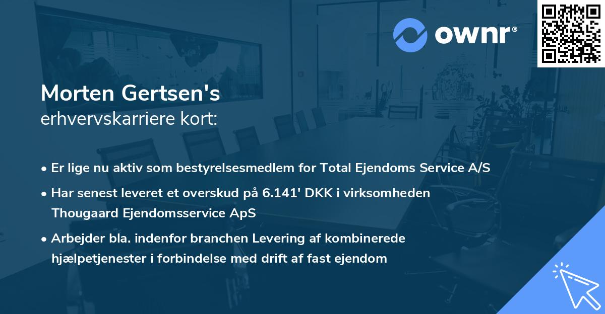 Morten Gertsen's erhvervskarriere kort