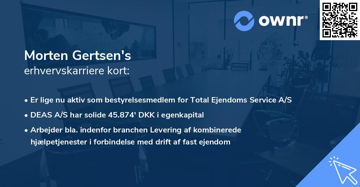 Morten Gertsen's erhvervskarriere kort