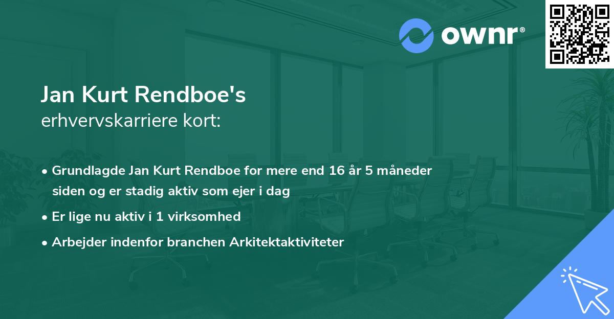 Jan Kurt Rendboe's erhvervskarriere kort