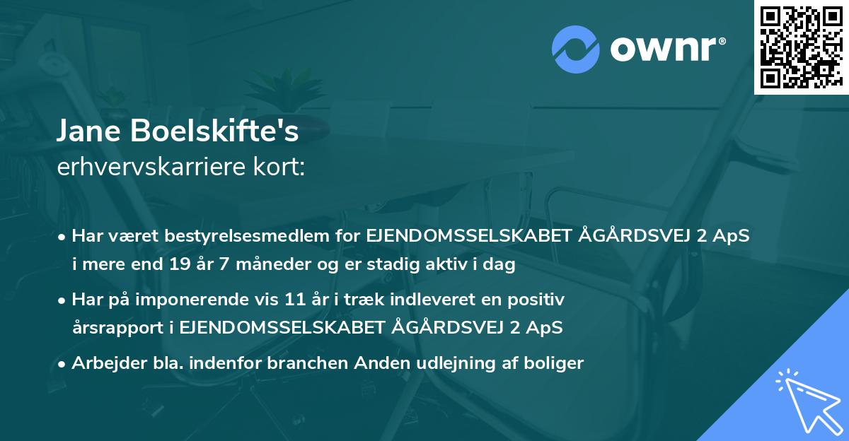 Jane Boelskifte's erhvervskarriere kort
