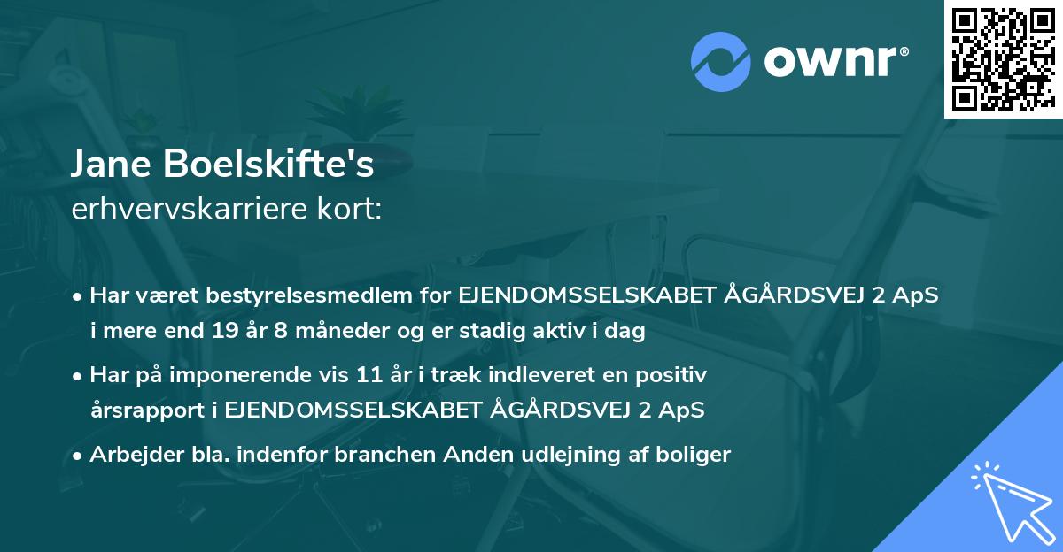 Jane Boelskifte's erhvervskarriere kort