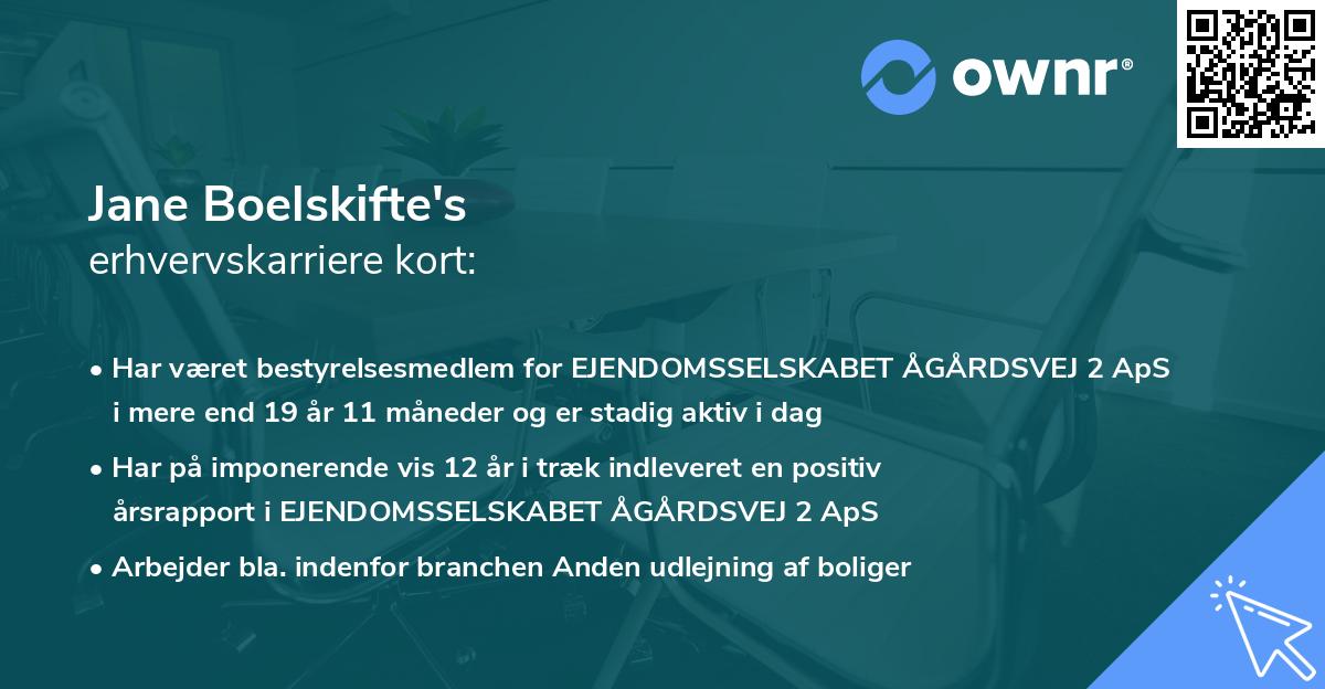 Jane Boelskifte's erhvervskarriere kort
