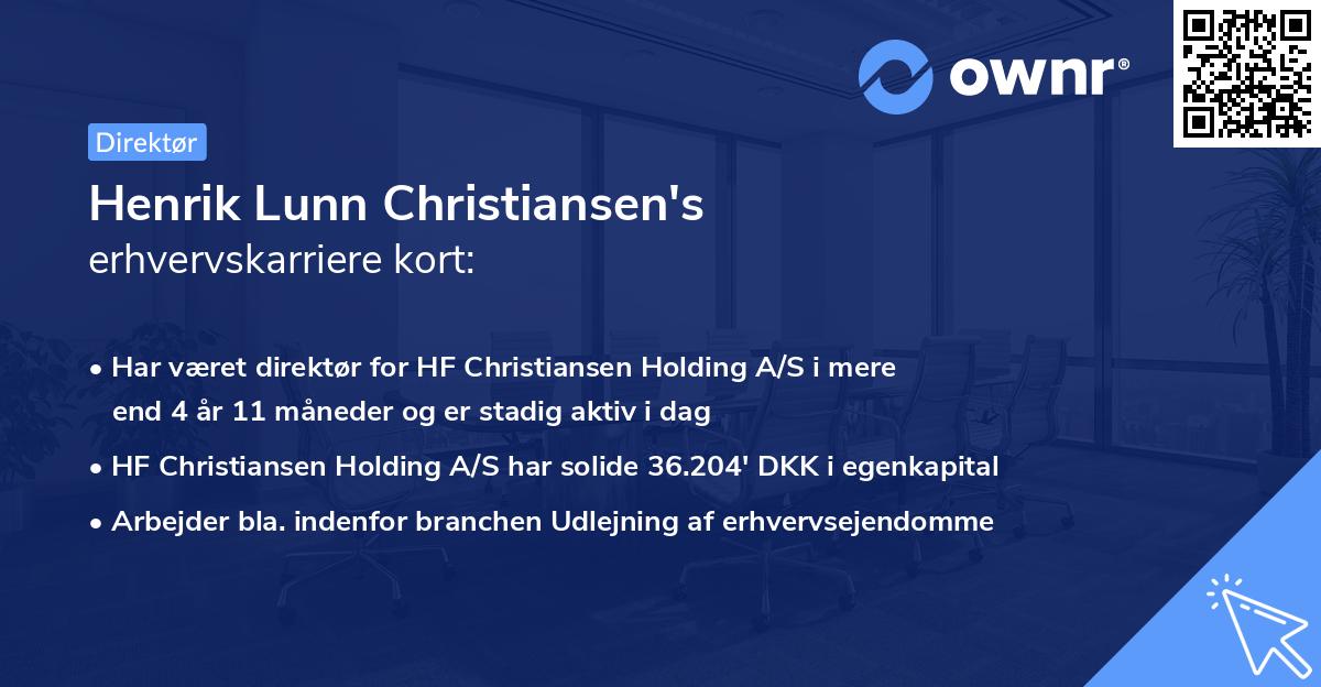 Henrik Lunn Christiansen's erhvervskarriere kort