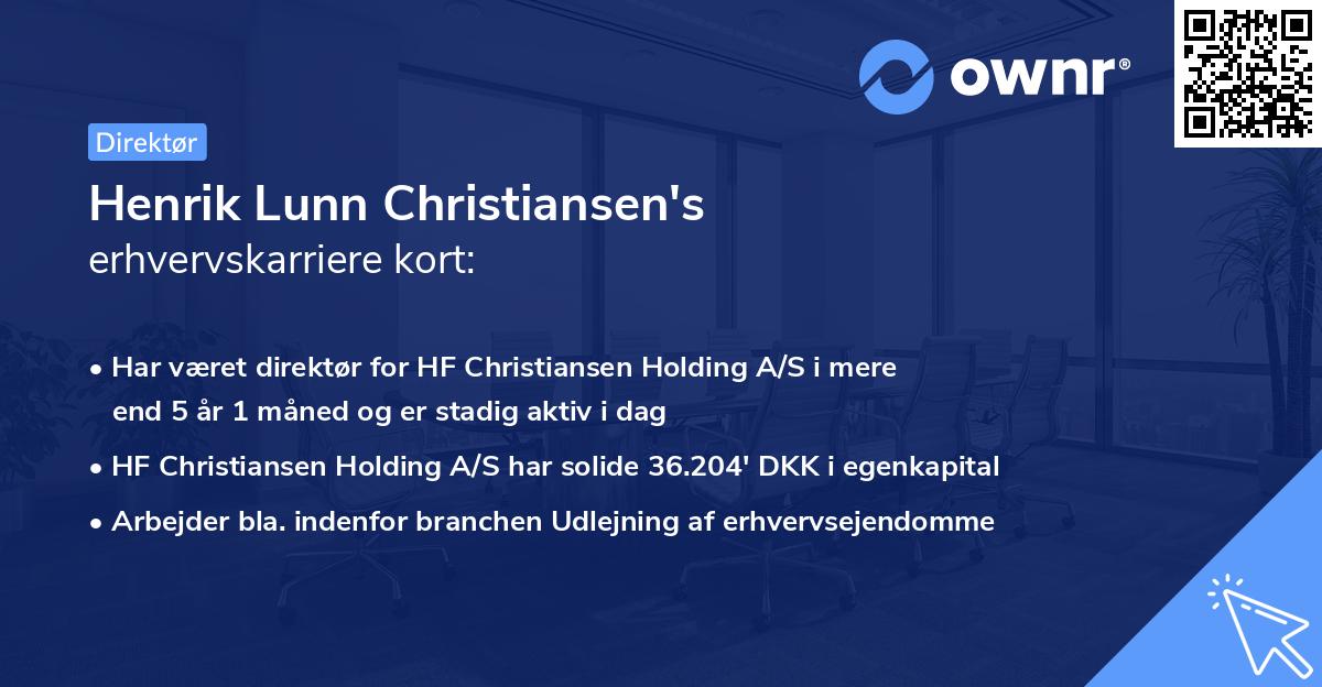 Henrik Lunn Christiansen's erhvervskarriere kort
