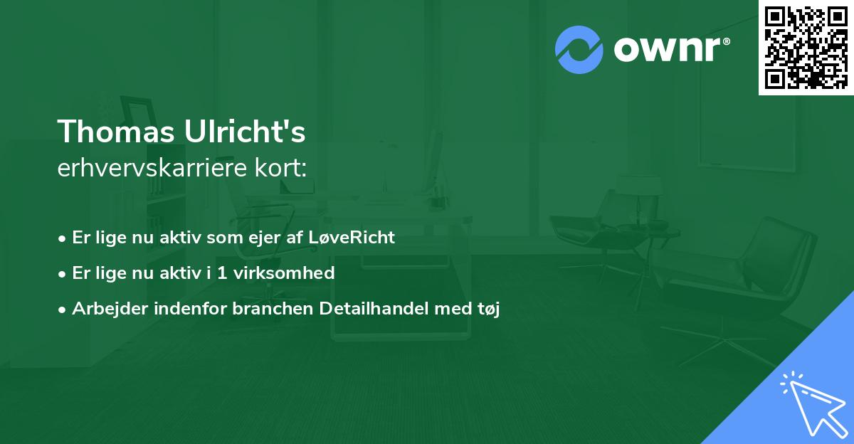Thomas Ulricht's erhvervskarriere kort
