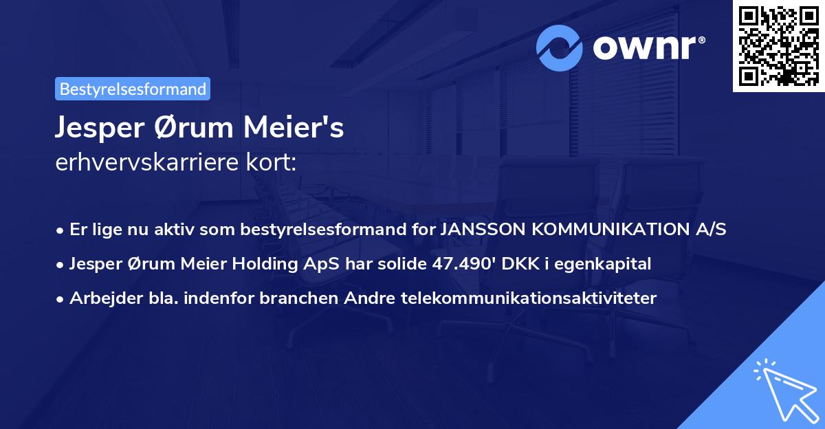 Jesper Ørum Meier's erhvervskarriere kort