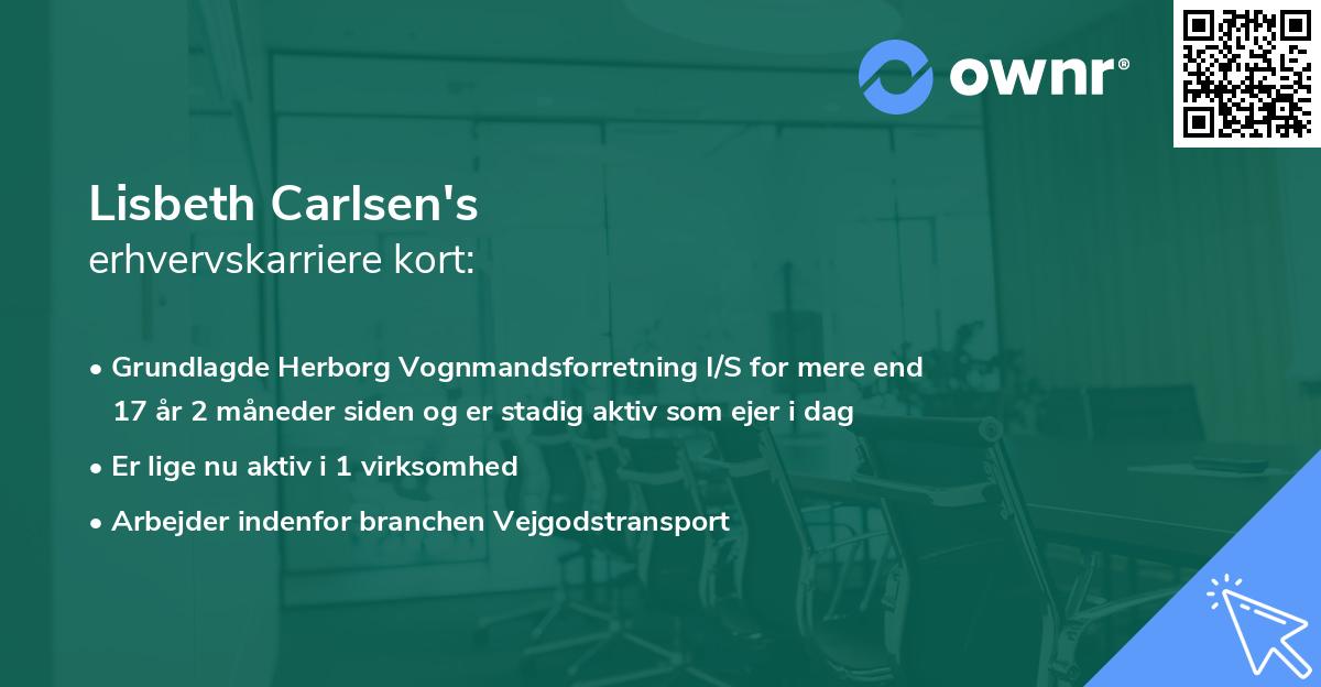 Lisbeth Carlsen's erhvervskarriere kort