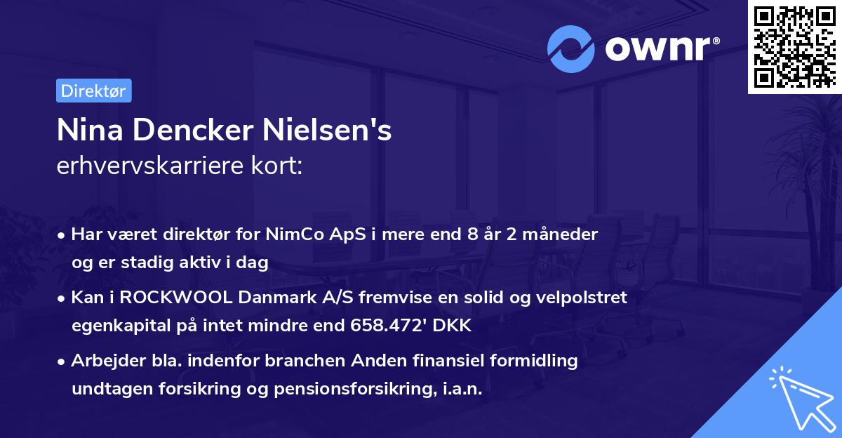 Nina Dencker Nielsen's erhvervskarriere kort