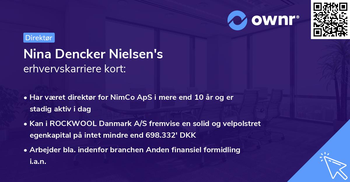 Nina Dencker Nielsen's erhvervskarriere kort