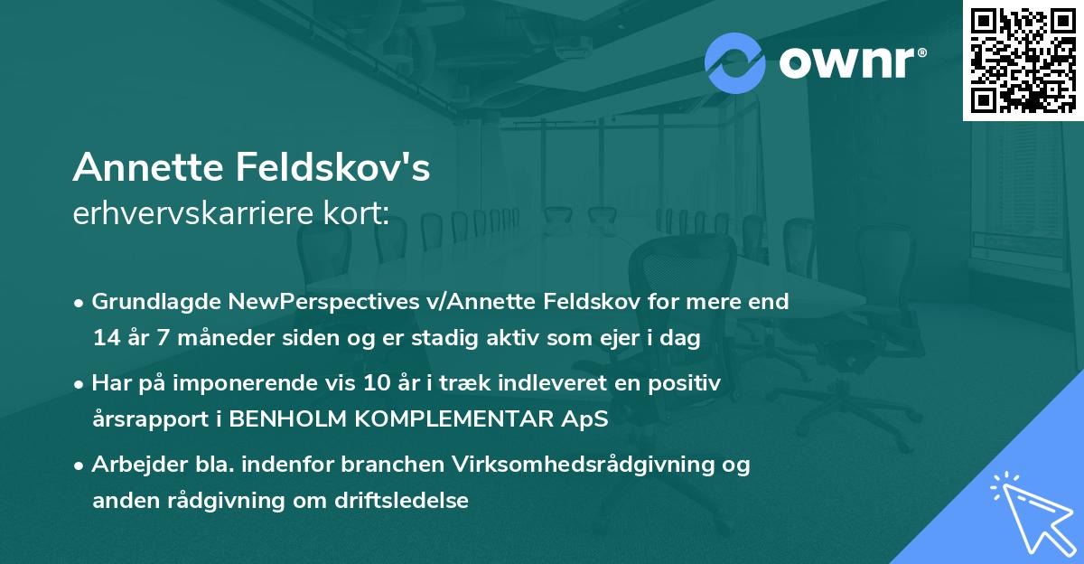 Annette Feldskov's erhvervskarriere kort