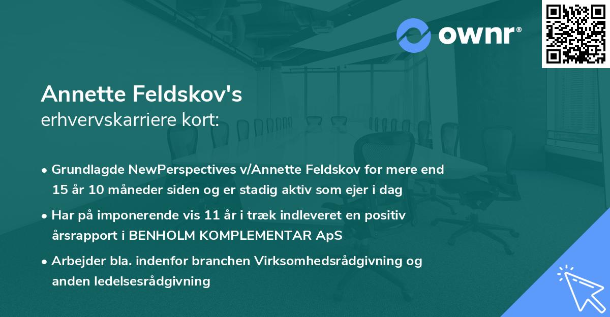 Annette Feldskov's erhvervskarriere kort