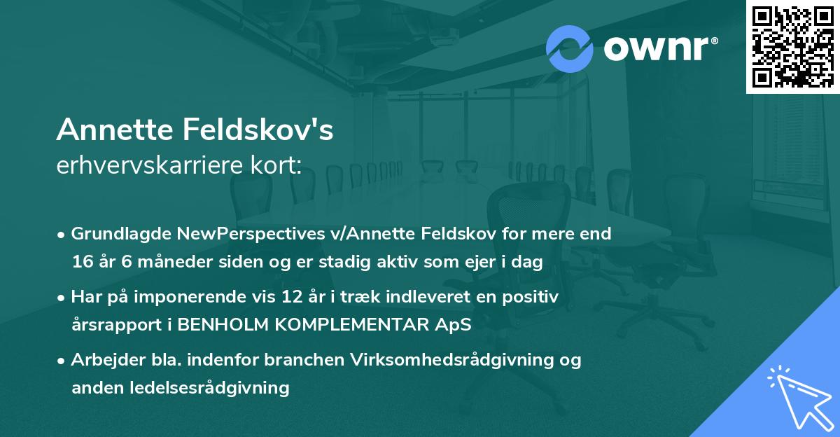Annette Feldskov's erhvervskarriere kort