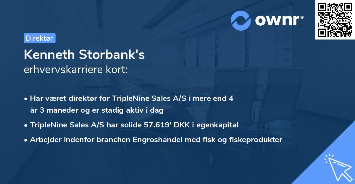 Kenneth Storbank's erhvervskarriere kort