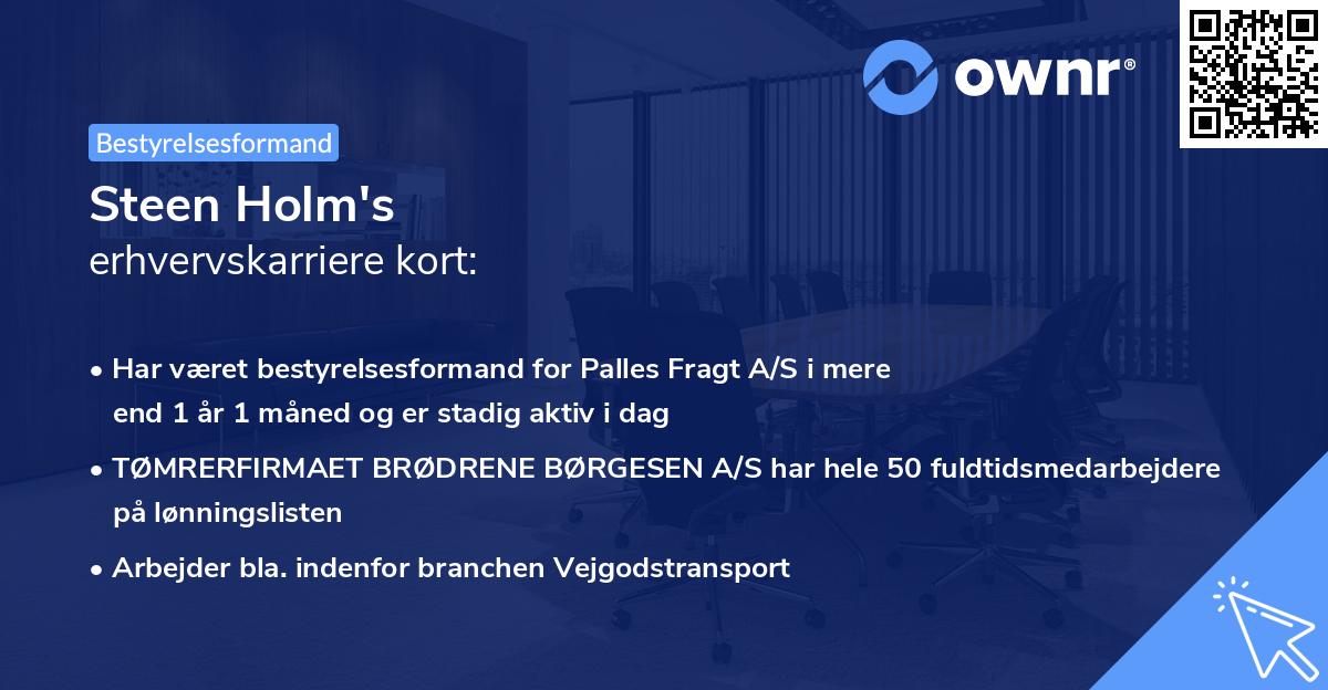 Steen Holm's erhvervskarriere kort