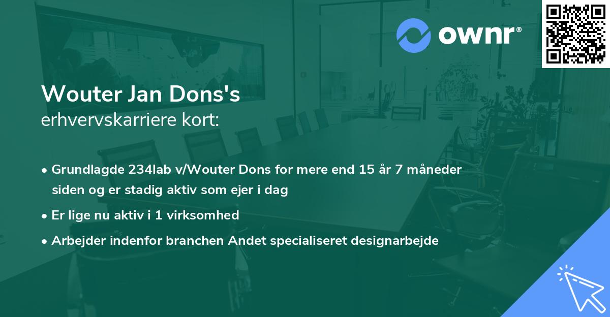 Wouter Jan Dons's erhvervskarriere kort