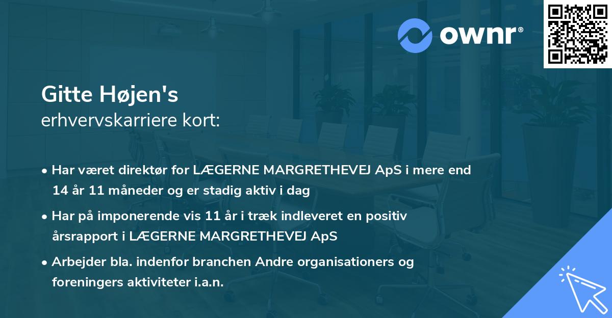 Gitte Højen's erhvervskarriere kort