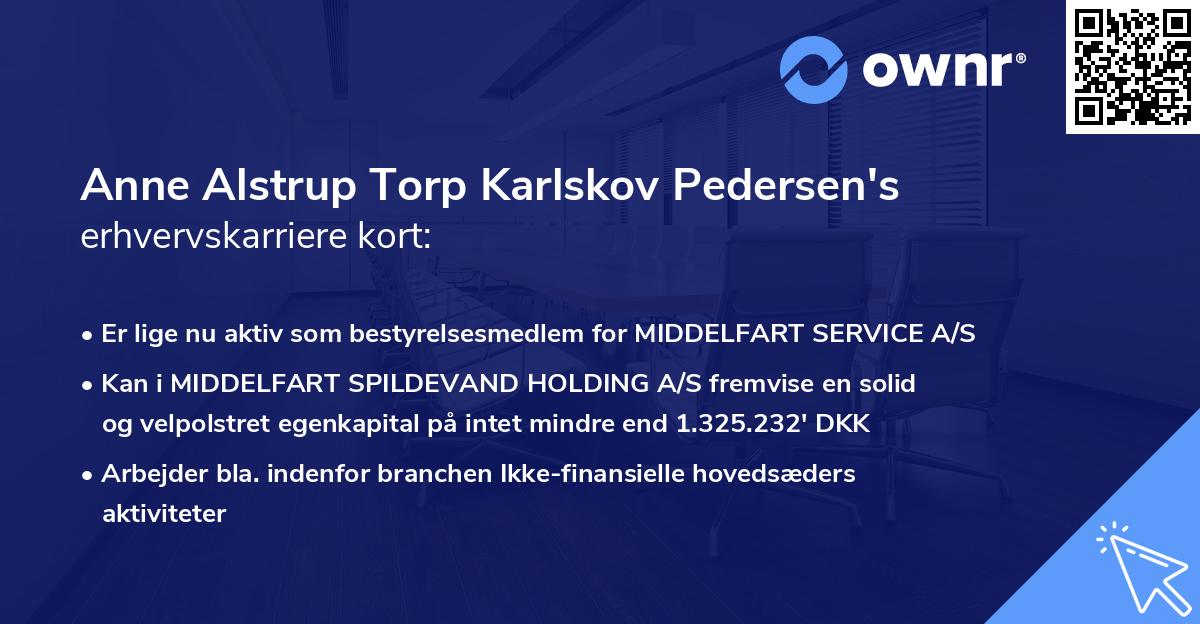 Anne Alstrup Torp Karlskov Pedersen's erhvervskarriere kort