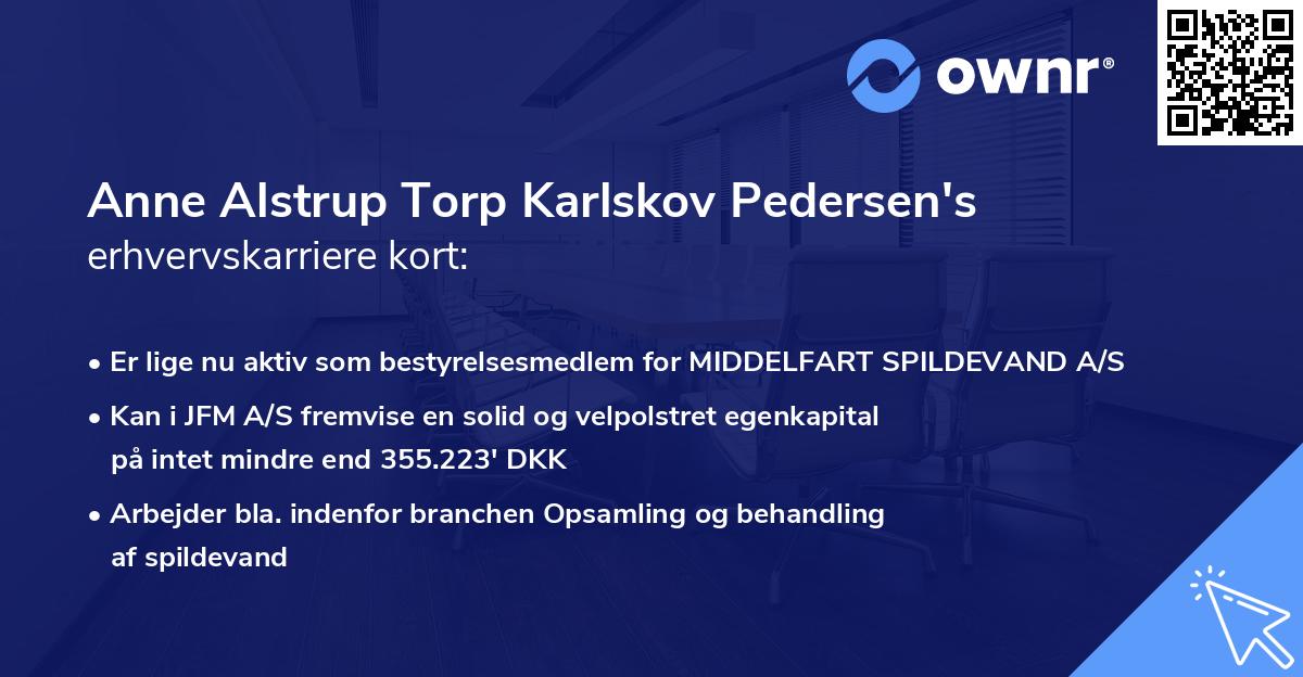 Anne Alstrup Torp Karlskov Pedersen's erhvervskarriere kort