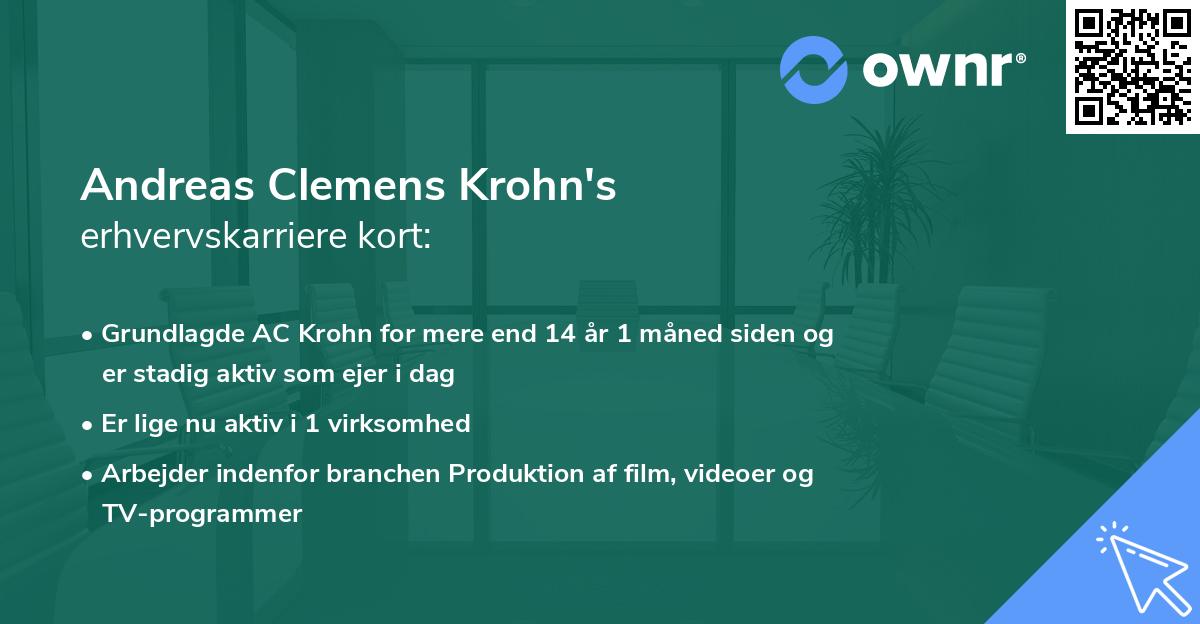 Andreas Clemens Krohn's erhvervskarriere kort