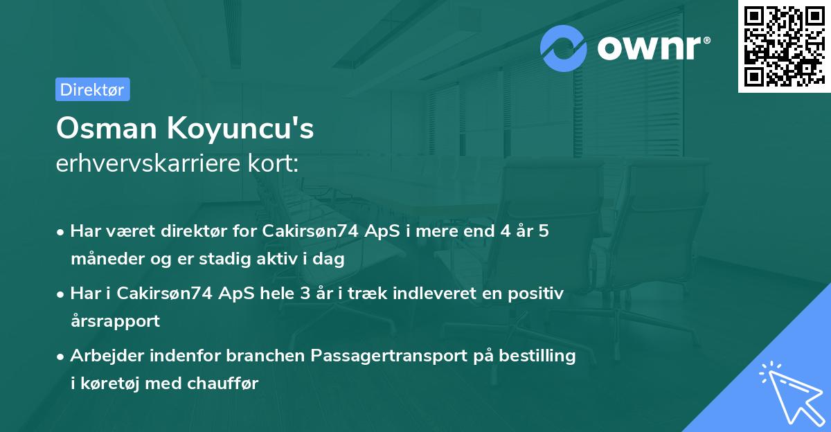 Osman Koyuncu's erhvervskarriere kort