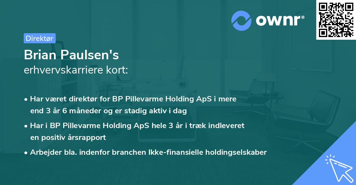 Brian Paulsen's erhvervskarriere kort