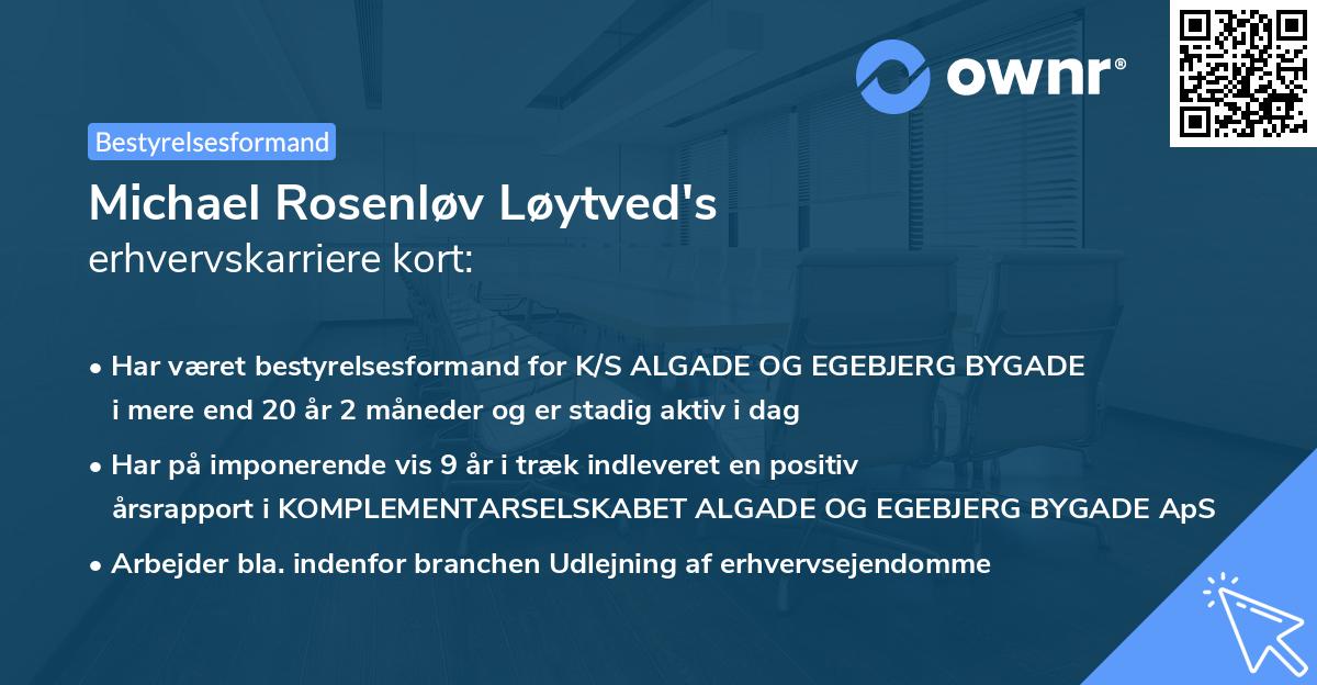 Michael Rosenløv Løytved's erhvervskarriere kort