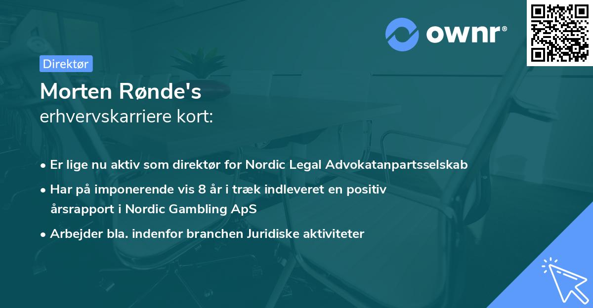 Morten Rønde's erhvervskarriere kort