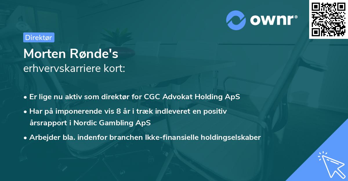Morten Rønde's erhvervskarriere kort