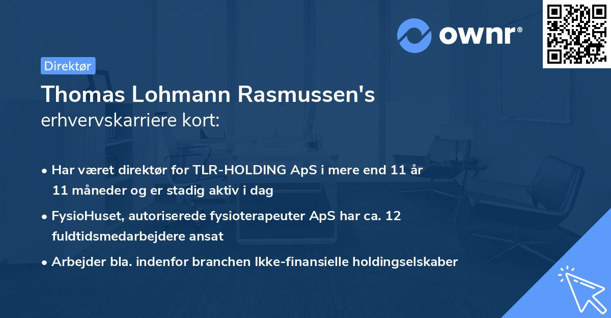 Thomas Lohmann Rasmussen's erhvervskarriere kort