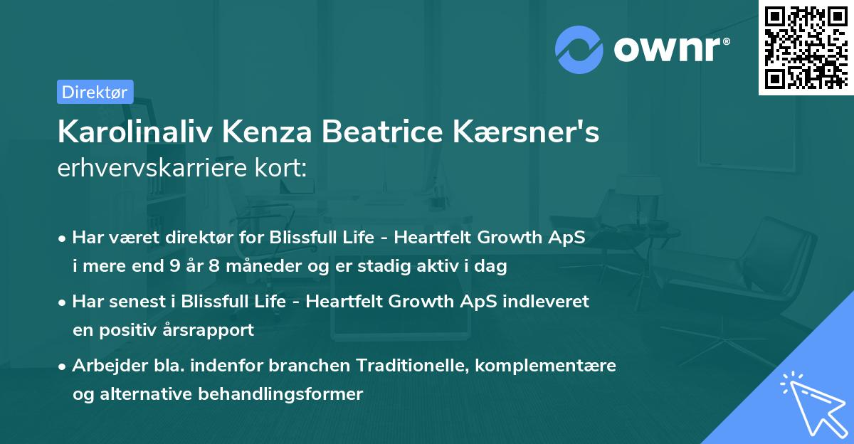 Karolinaliv Kenza Beatrice Kærsner's erhvervskarriere kort