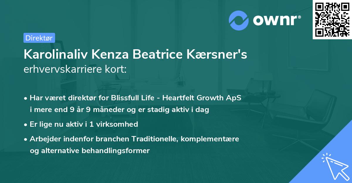 Karolinaliv Kenza Beatrice Kærsner's erhvervskarriere kort