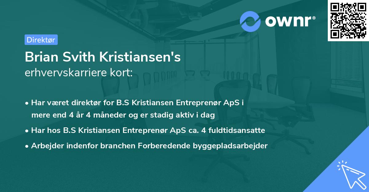 Brian Svith Kristiansen's erhvervskarriere kort
