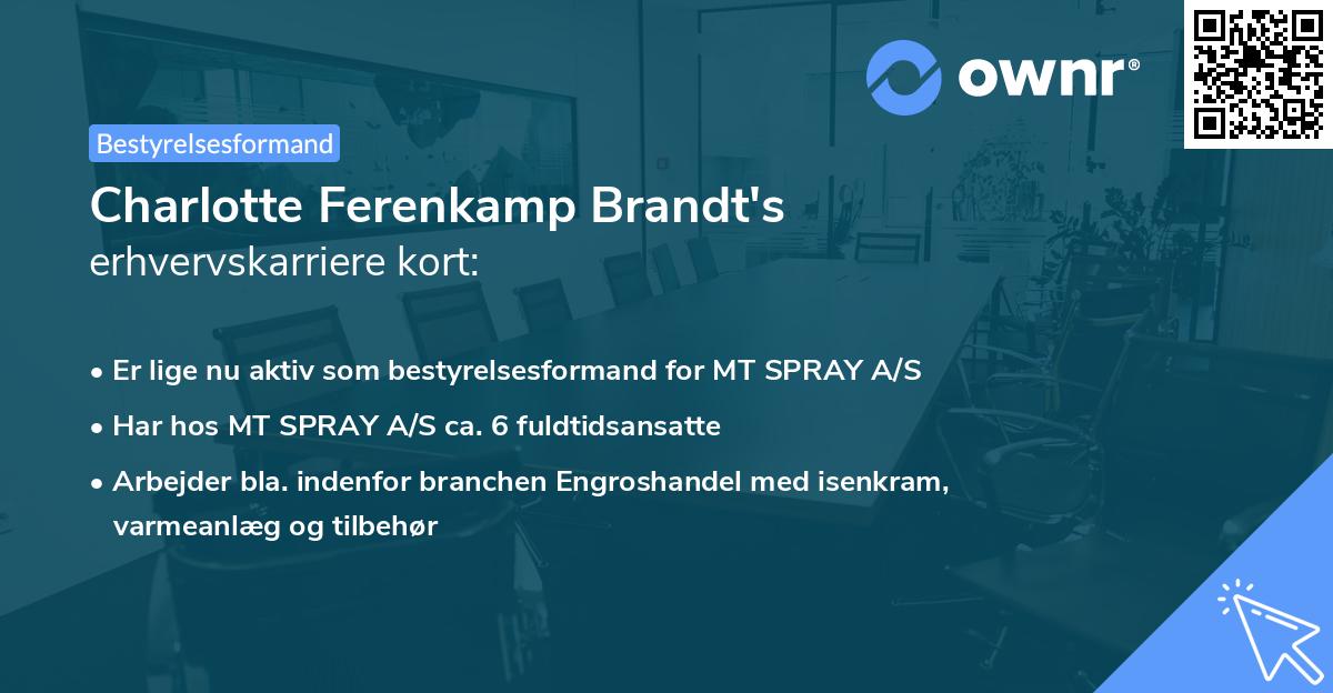 Charlotte Ferenkamp Brandt's erhvervskarriere kort